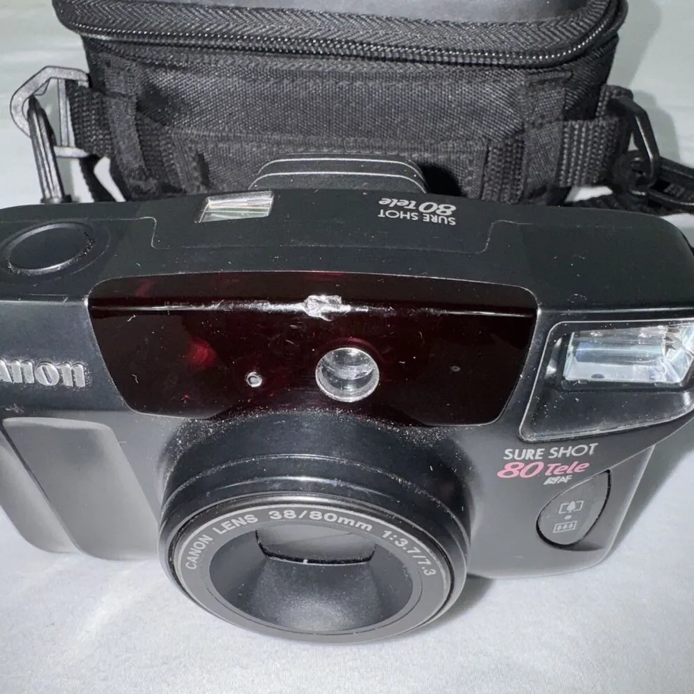 Canon Sure Shot 80 Tele Date 35mm Camera Point Shoot 38-80 mm f/3.7 Battery Case